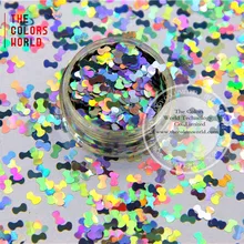 Tca100 лазерный голографический серебряный цвет галстук форма 5 мм Размеры Блеск блестка Блестки для Дизайн ногтей и DIY принадлежности