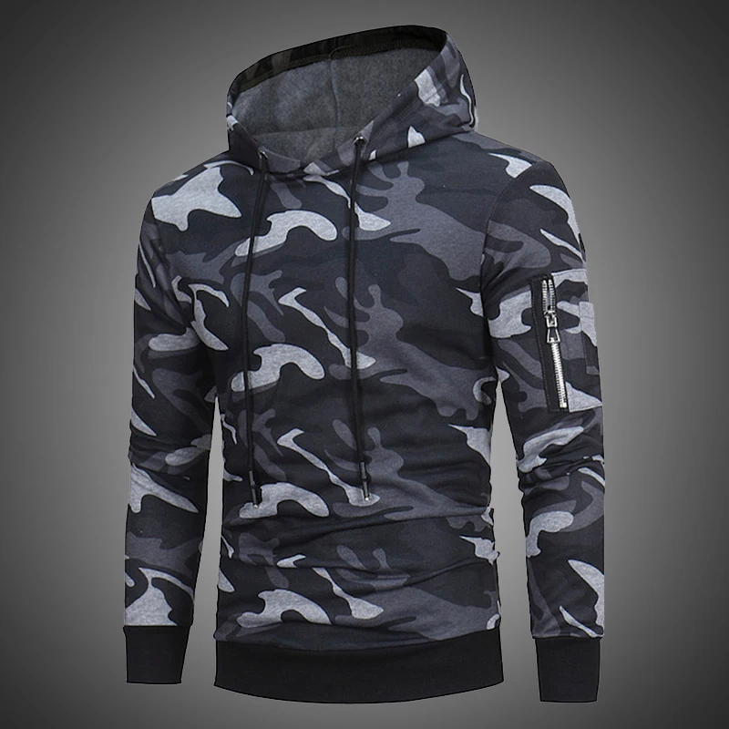 

2019 Fashion Zipper Men Hoodies Sweatshirt Camouflage Military Mens Hoody Tracksuit Brand Armygreen Casual Hooded Pullover Male