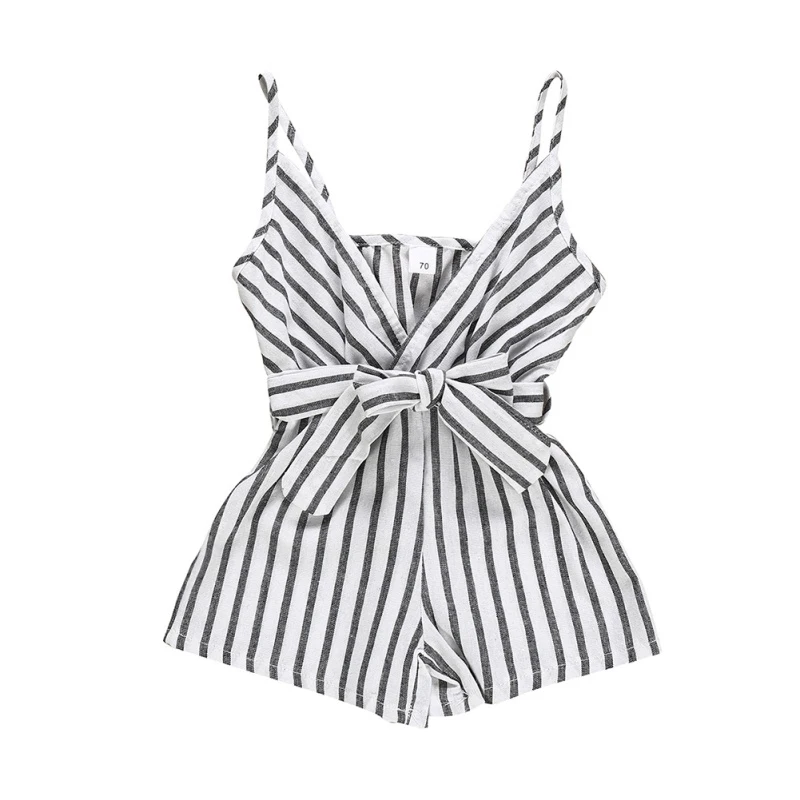 

Sleeveless Pullover Casual S/M/L/XL Summer Casual Fashion Children's Jumpsuit Girls Striped Suspender Kids Backless Rompers C