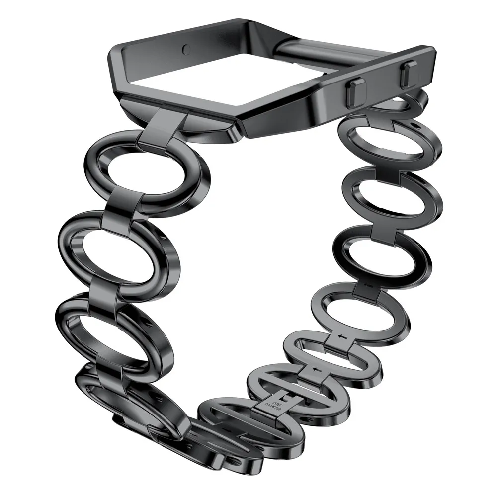 Black Металлический ремешок для часов полый однотонный на брительках для Fitbit Blaze ремешок из нержавеющей стали умный ремень ремешок чехол совместимый - Цвет: Black