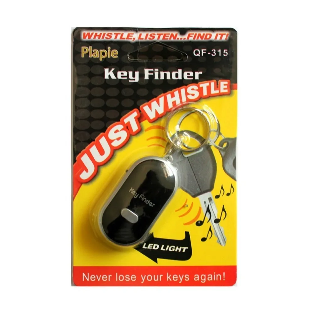 LED Whistle Key Finder Flashing Beeping Sound Control Alarm Anti-Lost Keyfinder Locator Tracker with Keyring 4 Colors For Choice