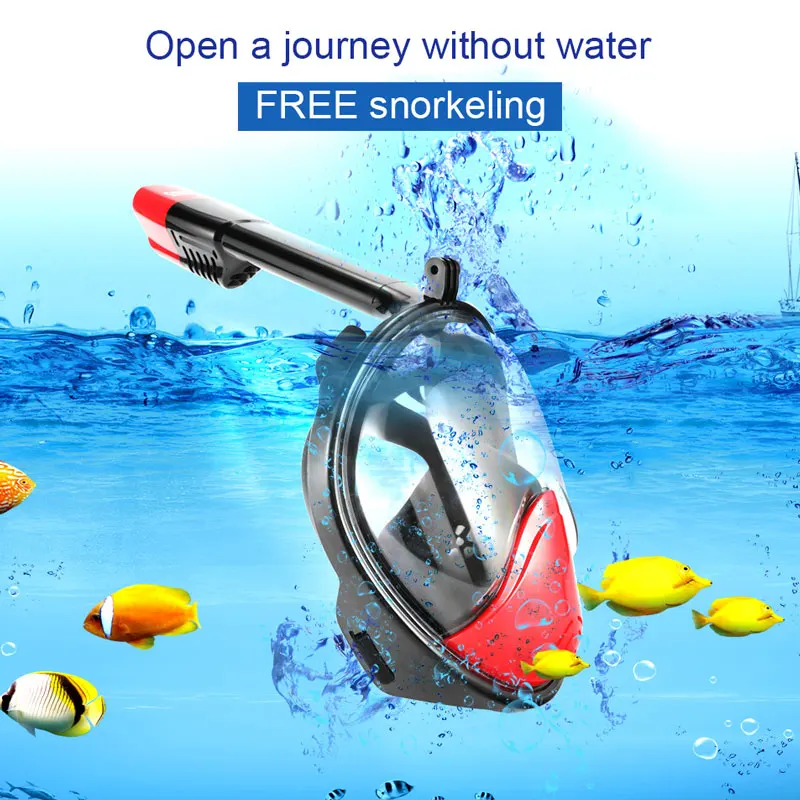 

SMACO S/L Anti Fog Full Face Snorkeling Mask Diving Snorkel 2 In 1 For Gopro 180 Degree Dry Easy Free Breath Dive Gear Tube Red