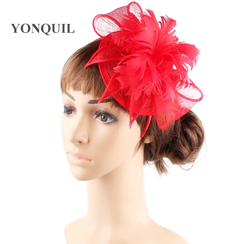 

Sinamay feater hair fascinator charming hats feather headwear bridal hair accessories millinery hats New style High quality
