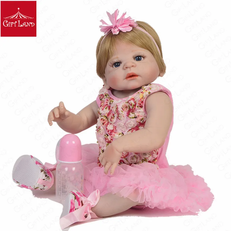 

2019 New Silicone Reborn Baby Dolls Pink 23 Inch Lovely Doll Reborn Baby Gift Bonecas Bebe Reborn Brinquedos Girls Favorite HOT
