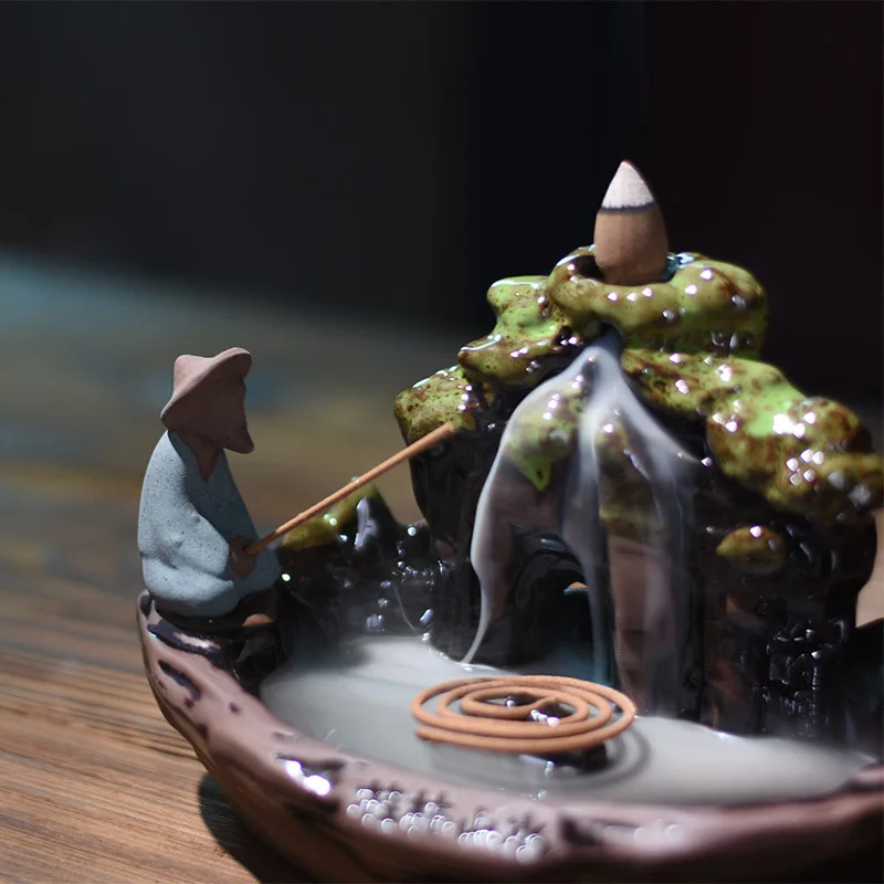 Backflow Incense Burner Landscape Of Guilin The Old Man Fishing Home Officer Decor Incense Holder Ornament Dropshipping