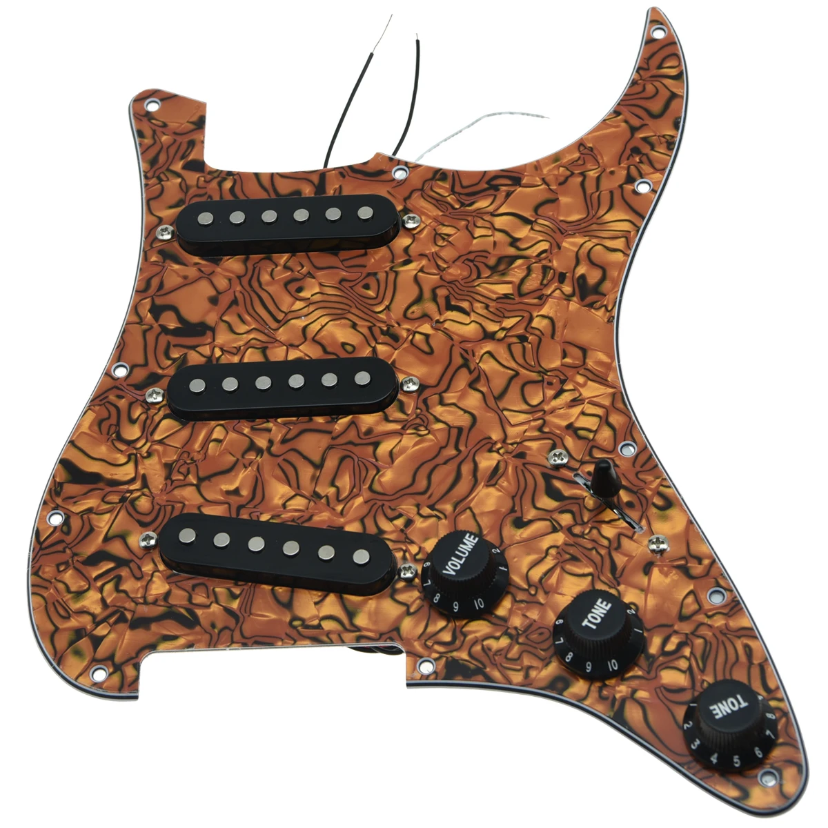 KAISH различные пользовательские Strat Pickguard Prewired ST SSS Pickguard с керамическими звукоснимателями подходит для Fender загруженный Pickguard - Цвет: Tiger Stripe-BK