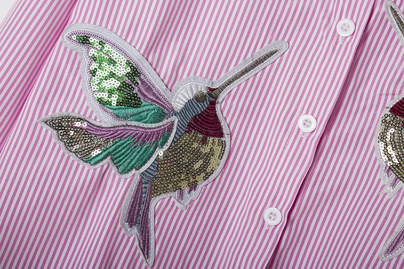 Nvyou gou, Женская белая блузка с длинными рукавами и вышивкой в виде птиц, рубашки с отложным воротником, весна-осень, модный офисный женский топ