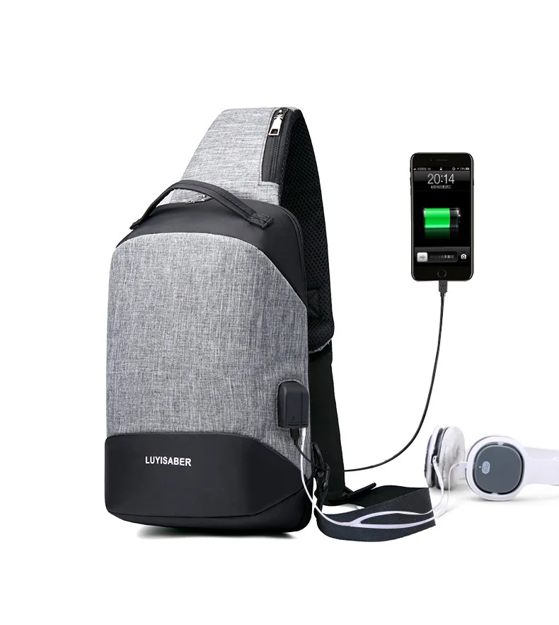 Multifunction Crossbody Bags Men USB Charging Chest Pack Short Trip Messengers Bag Water Repellent Shoulder Male | Багаж и сумки