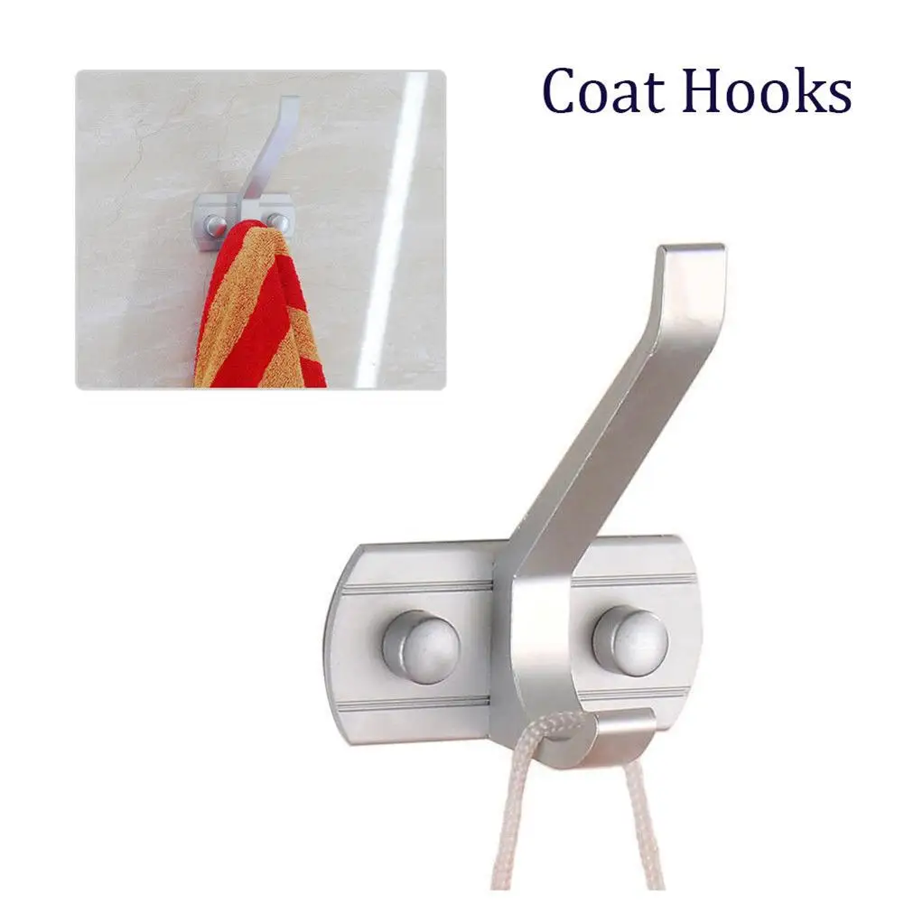 

New 1/5Pcs Aluminum Alloy High Low Double Hook Clothes Hat Bathroom Kitchen Hanger Hook