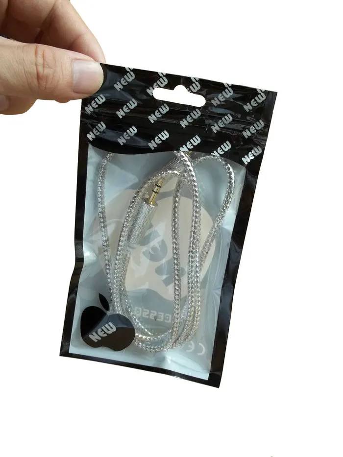 

100pcs/lot 9x16cm Clear Plastic bag zipper retail package Poly PP bag,USB data cable packaging hang hole bags