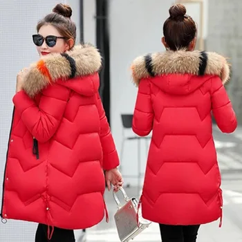 

2019 Winter Parka fFemme Overalls Parka Mujer Doudoune Femme Long Winter Coat With Hat Doudoune Femme Winter Cotton Jacket