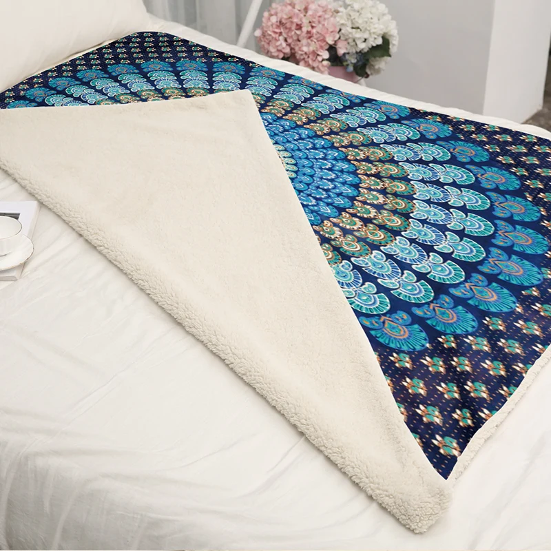 Мандала серия одеяло Цветочный узор толстый гобелен одеяло s 3D печать утолщенный двухслойный плюшевый плед диван декор
