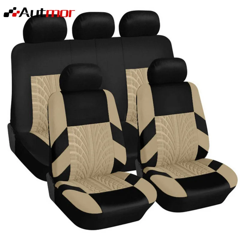 

AUTMOR Brand Embroidery Car Seat Covers Set Universal Fit Most Cars Covers with Tire Track Detail Styling Car Seat Protector