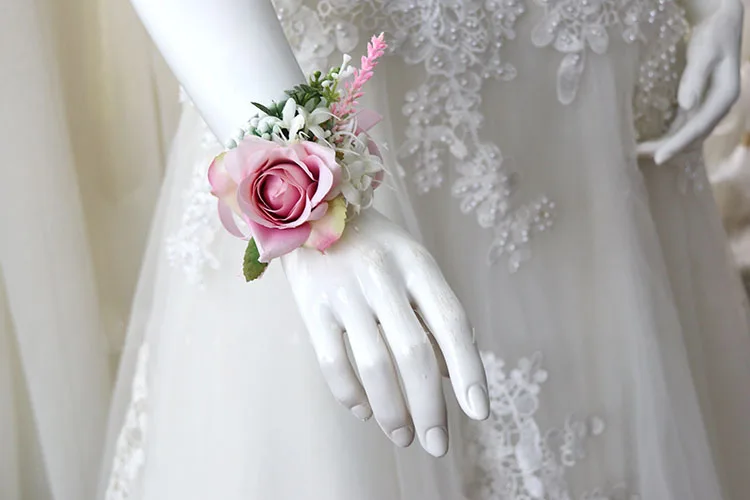 pink wrist corsage boutonniere wedding  (16)