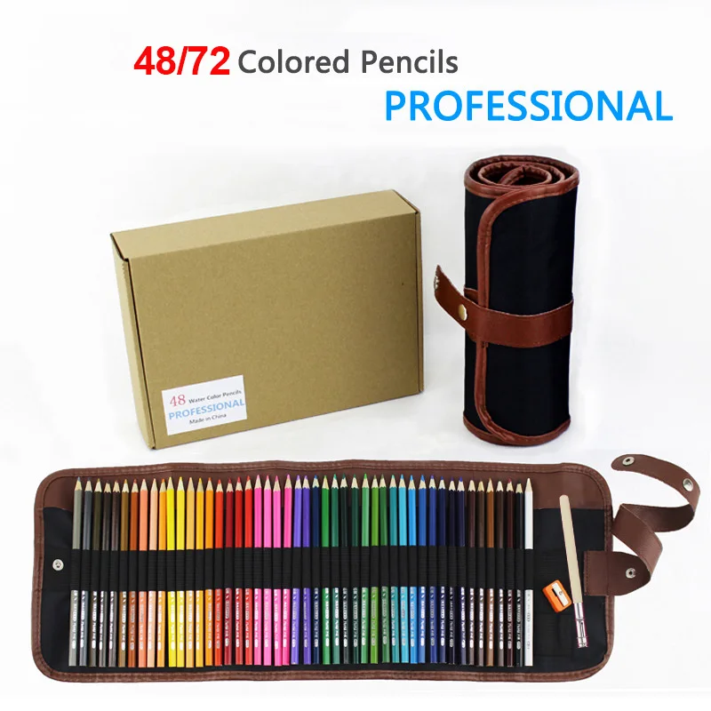 Colored 72 Pencil Set with Pencil Bag 72 Oily Pencils for Drawing 48