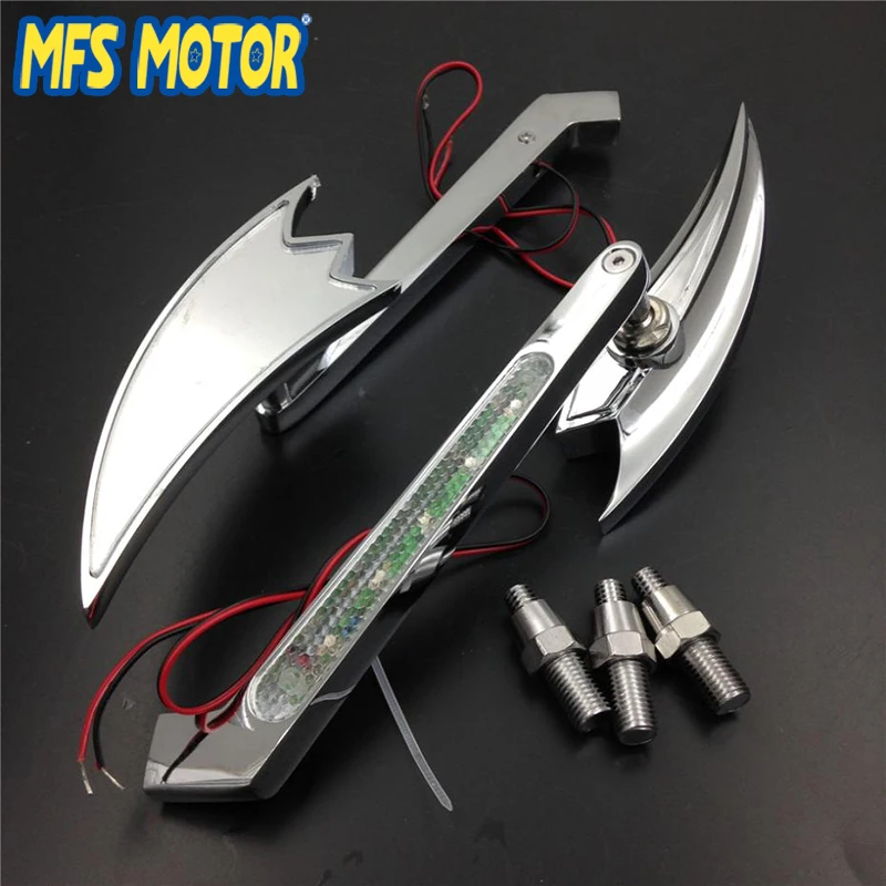 

Motorcycle Accessories CHROME LED Turn signal Crooked Arrow style mirrors for Harley Sportster