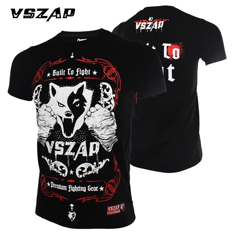 VSZAP tatami mma рубашки бой rash guard MMA Muay Thai Jujitsu с короткими рукавами спортивные тренировки Фитнес Футболка БЖЖ - Цвет: Черный