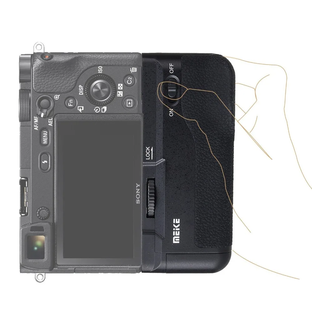 Aperto de Mão para Sony Meike Vertical Multi Power Bateria A6400 Mk a6300 A6000 A6300 Câmera - Image 6