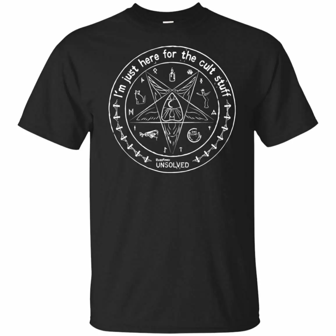 

2019 Funny Buzzfeed Unsolved Cult Stuff Short Sleeve Black T-Shirt Tee Hoodie