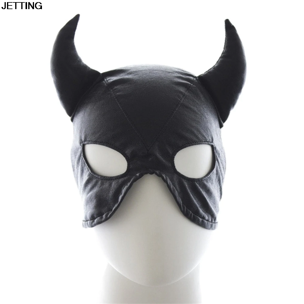 High Quality Black Night Club Cosplay Horn Masks PU Leather Mask