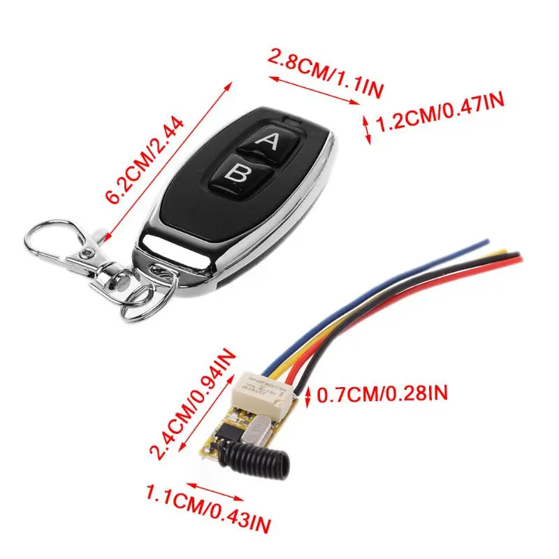 RF 2CH мини-переключатель дистанционного управления Водонепроницаемый 12V DC3.7V до 24V Универсальный ретранслятор 433 МГц ресивер для домашнего офиса