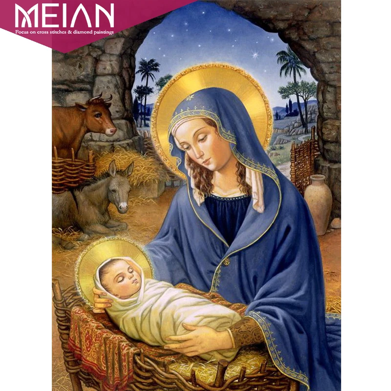 5D DIY &quotBless Mary&quot Алмазная картина крестиком религиозная мозаика религиозный