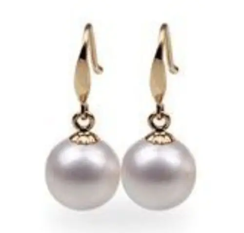 

hot sell new - wb001 9-10MM round natural south sea white pearl earrings