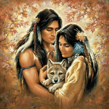 

Loving couple wolf room decor full square Embroidery Pattern diamond 5D DIY paintings Cross stitch kits mosaic stickers RS1246