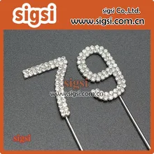 Сверкающий Серебряный свадебный торт со стразами Топпер