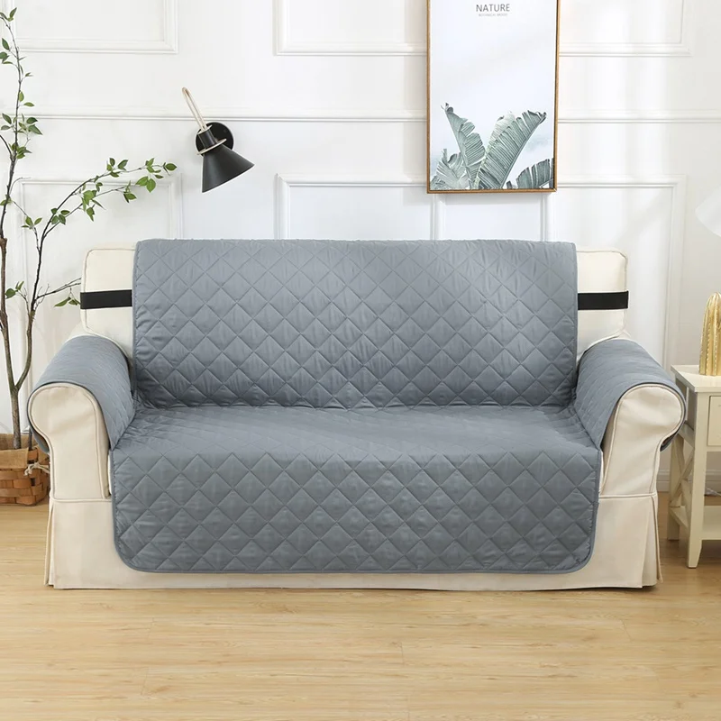Водонепроницаемый чехол для дивана защитный угловой чехол для дивана для питомца 3 сиденья чехол для кресла моющийся нескользящий 1 шт - Цвет: Grey