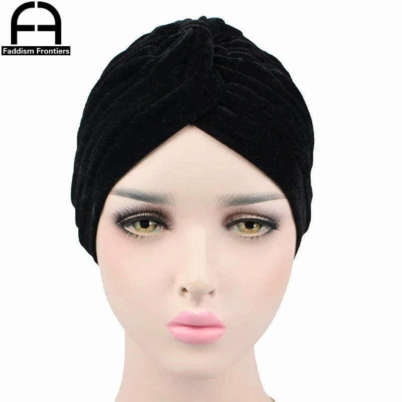 Модные женские вельветовый тюрбан неоновый Повседневный твист стрейч головная повязка в виде чалмы химиотерапия шляпа хиджаб тюрбан для волос аксессуары