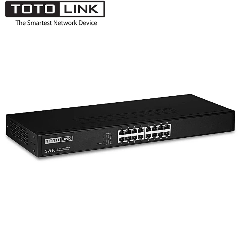 

TOTOLINK SW16 16-Port 10/100Mbps Unmanaged Network Switch, Smart Fast Ethernet Switch, Complies IEEE802.3/u/x, Plug and Play
