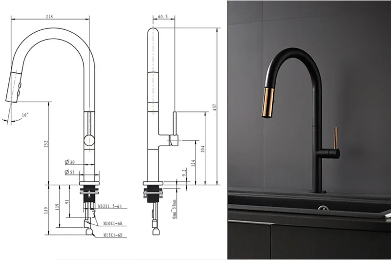 Латунный выдвижной кухонный кран смеситель холодной и горячей воды кухонная раковина кран почерненный кран Двойной режим настройки воды черный и белый