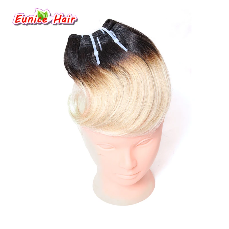 Onda do Corpo Extensões de Cabelo Cinza Tecer Brasileira Ombre Borgonha Cabelo Curto 4 Pacotes Brasileiros 1b – 8