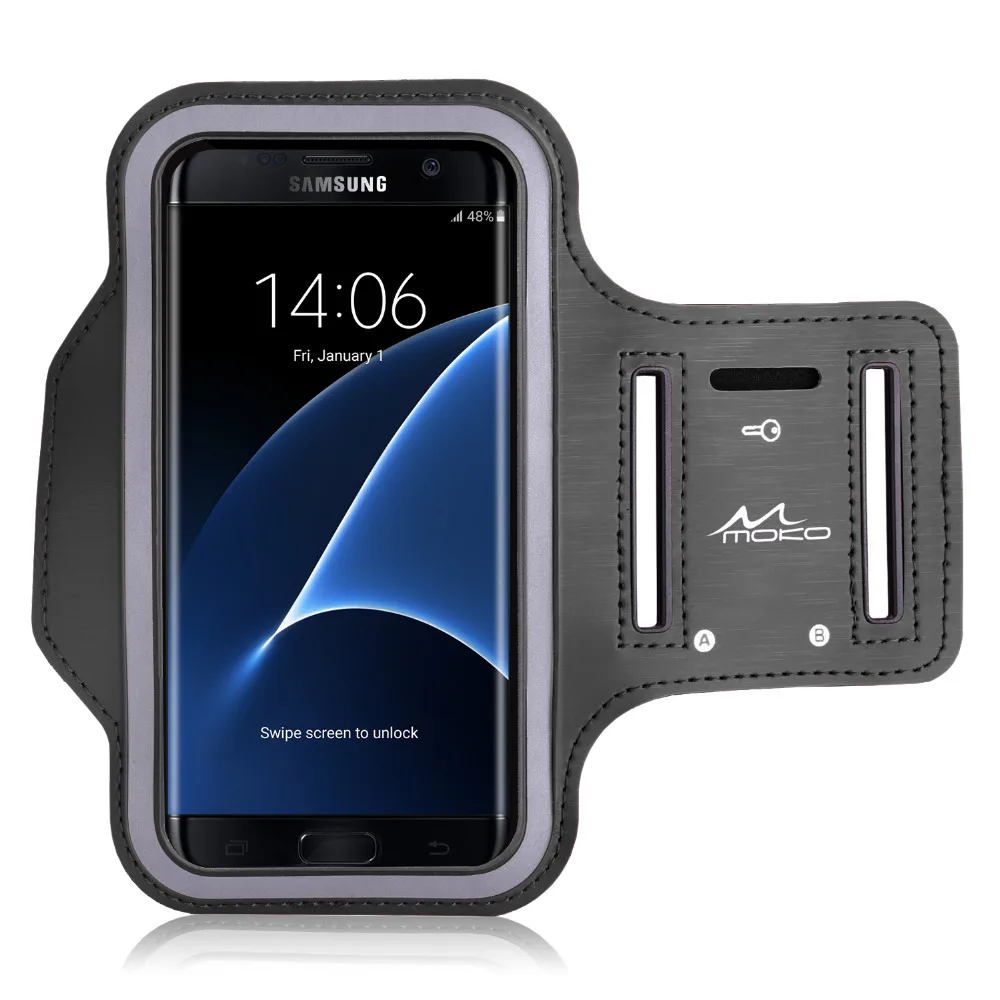 

Sweatproof Sports Armband Exercise Running Arm Band Case for Samsung Galaxy S7 Edge with Key Holder, Great Earphone Connection