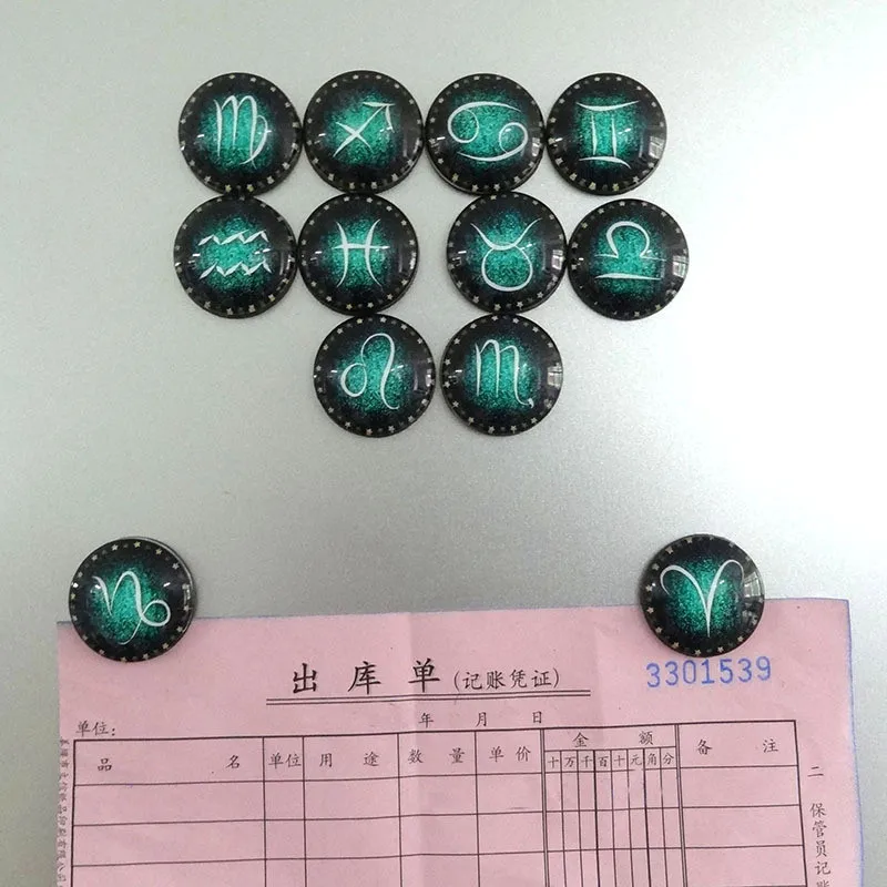 

Fridge magnets 12 Constellations Glass Glue Sign Pattern Dome Glass Fridge Magnet refrigerator sticker ima de 0.322