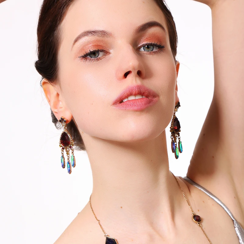 2 цвета черный и красный водослива серьги подарок ювелирные AliExpress Женская мода