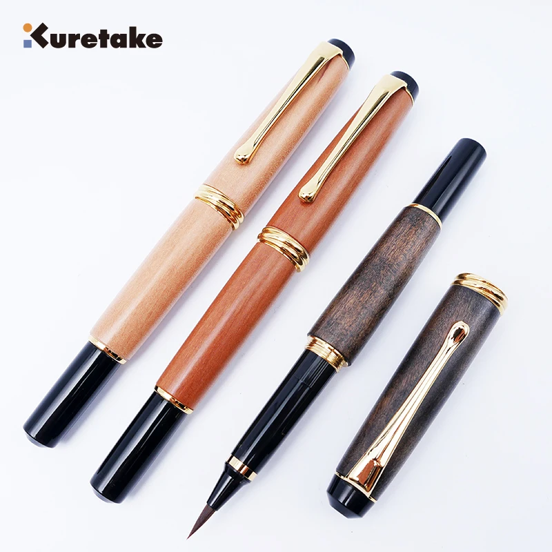Kuretake Япония натуральные грушевидные деревянные блестящие шерсть ласки перо ручка-кисть для каллиграфии