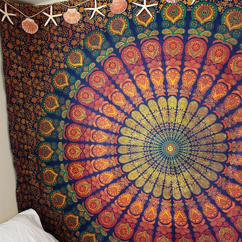 Indian Bohemian Mandala Tapestry Wallpaper Hanging Sandy Beach Throwing Carpet Camping Tent Travel Yoga Mattress Mandala