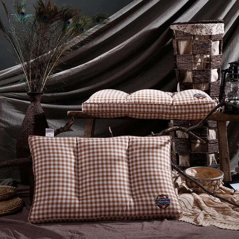 Постельные принадлежности, подушка с эффектом 3D спальный Pillow100% одежды из хлопка в британском стиле лампочки в виде сетки Подушка с нулевым Давление подушки для здоровья шеи 48*74 см шеи сна