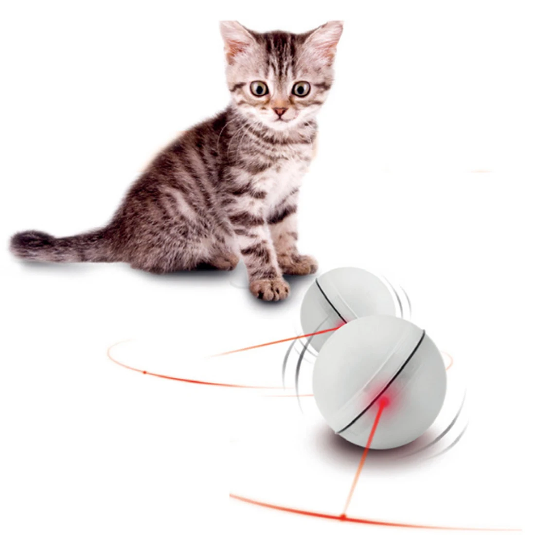 

1 Pcs LED Light Teaser Exercise Rotating Ball Pet Toys With Button Cell For Cat Dog - Color Random