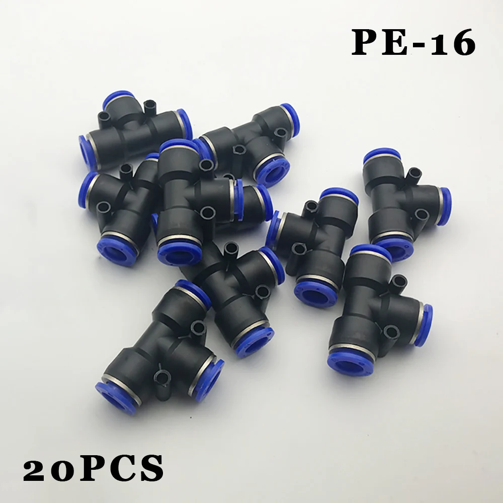 

20pcs/lot Pneumatic joint plastic quick die joint PE-16 three - way quick die joint PE pipe joint,