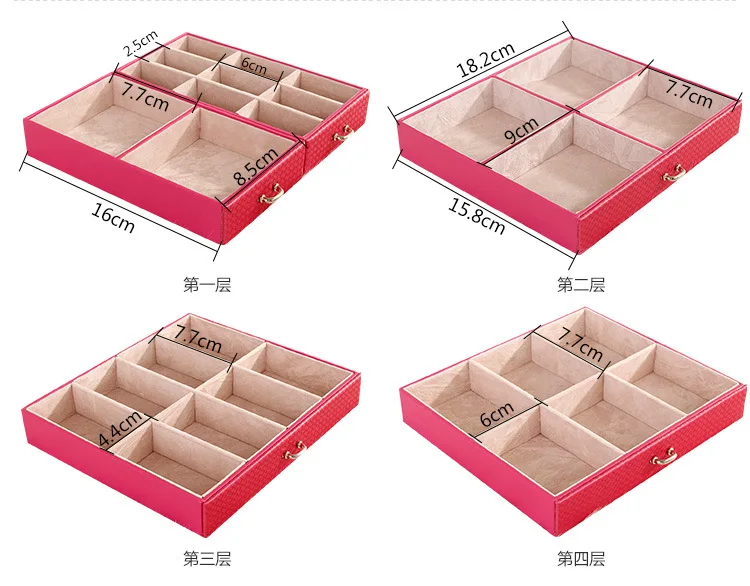 Гуаня большая пятислойная кожаная коробка для хранения косметики ожерелье серьги браслет картонная коробочка для колец и украшений 26,5*23*19,8 см 3 цвета