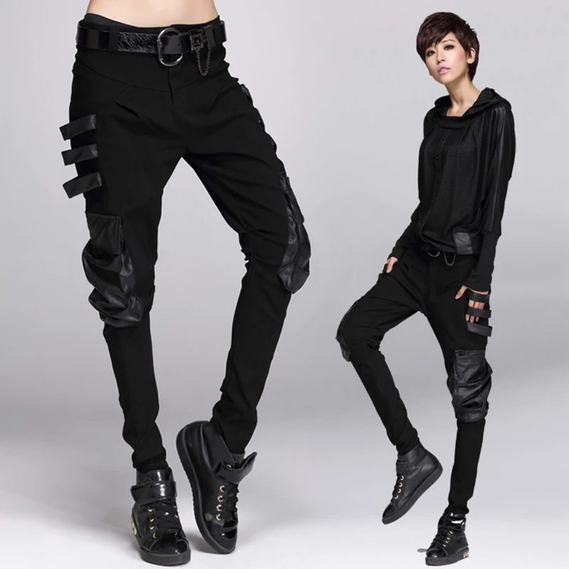 Mujer Punk Multi De Pantalones Ropa Negro Algodón Casual Trabajo up Moda Pocket Gótico Steampunk Encaje 5w4aa0nq