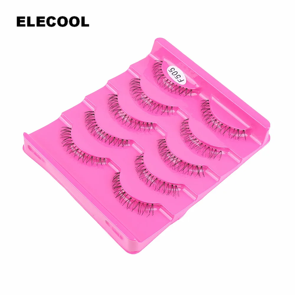 

ELECOOL 5 Pairs Natural Handmade Under Lashes False Eyelashes Makeup Soft Long Cross Lower Bottom Fake Eye Lashes Extesions