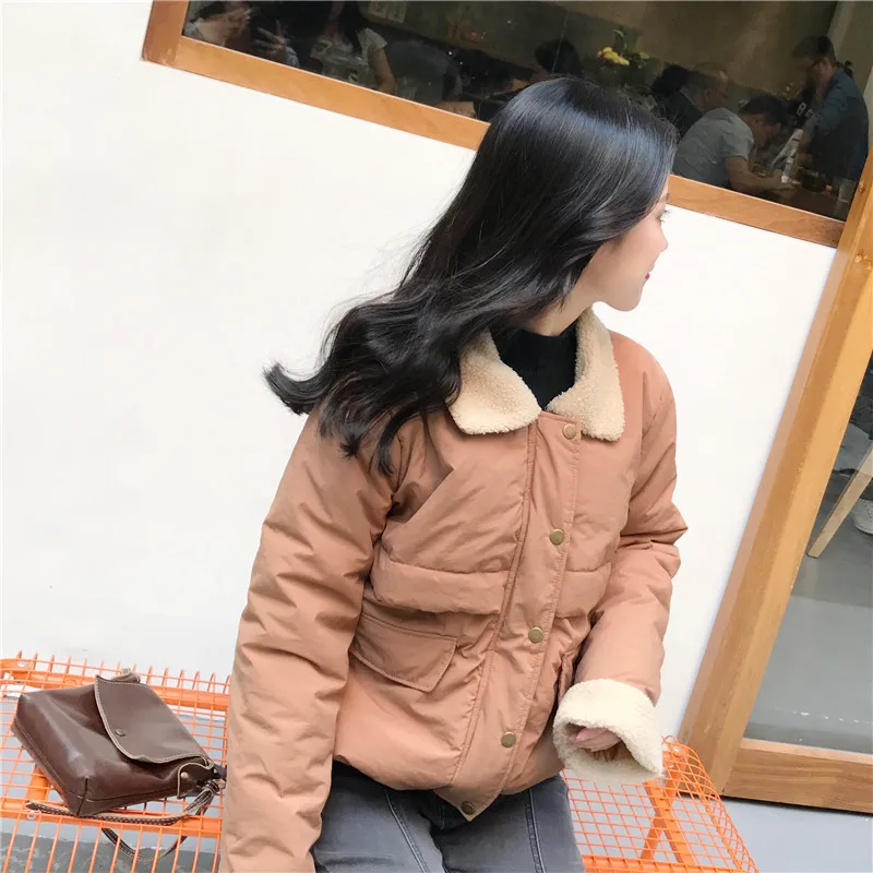 down puffer coat High Quality Wool Women Parkas Turn-down Collar Winter Short Coats Cotton Brown Vintage Jackets Fashion Coats Lu11 35 black puffer
