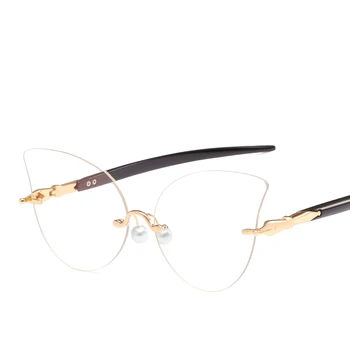 

cat eye sunglasses women 2019 high quality frameless transparent purple leopard ladies sun glasses oculos de sol feminino