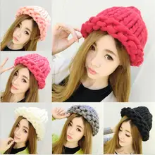Высокое качество новая Корейская версия модная вязальная шерсть шапки женские с грубым ворсом теплые зимние шапки многоцветный