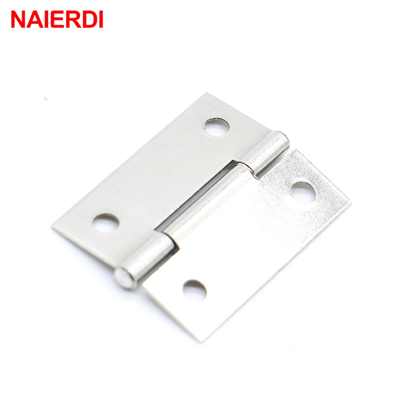 NAIERDI 10pcs Door Hinge 1.5Inch Stainless Steel Mini Drawer Jewelry Box Silver Cabinet Hinges For Decoration Furniture Hardware
