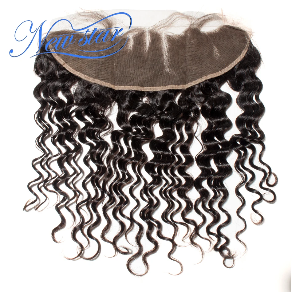 New Star Hair Brazilian Deep Wave 13x4 Lace Frontal Closures 3 Part Ear to Ear Pre Plucked Hairline Natural Color Virgin Hair